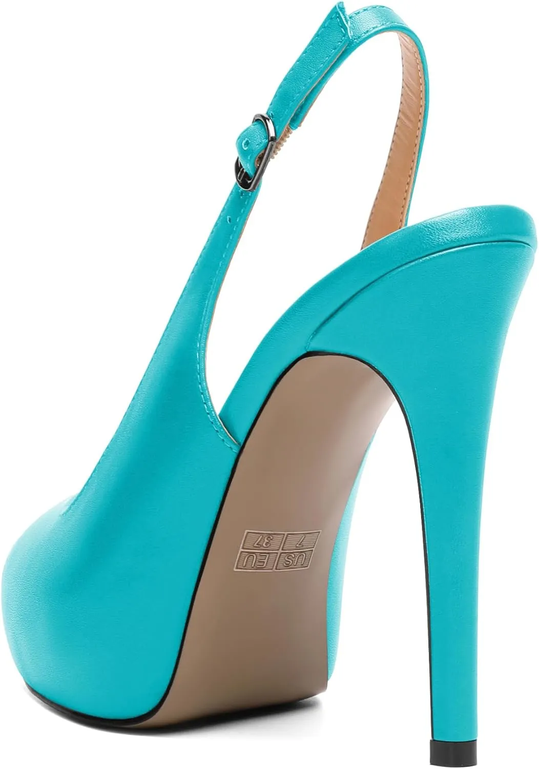 AUMOTED Women's High Heel Slingback Pumps Stilettos High Heels Patent Slingback Pumps Solid Peep Toe Platform Stilettos Pumps Dating Party Dress Shoes 4.7 Inch