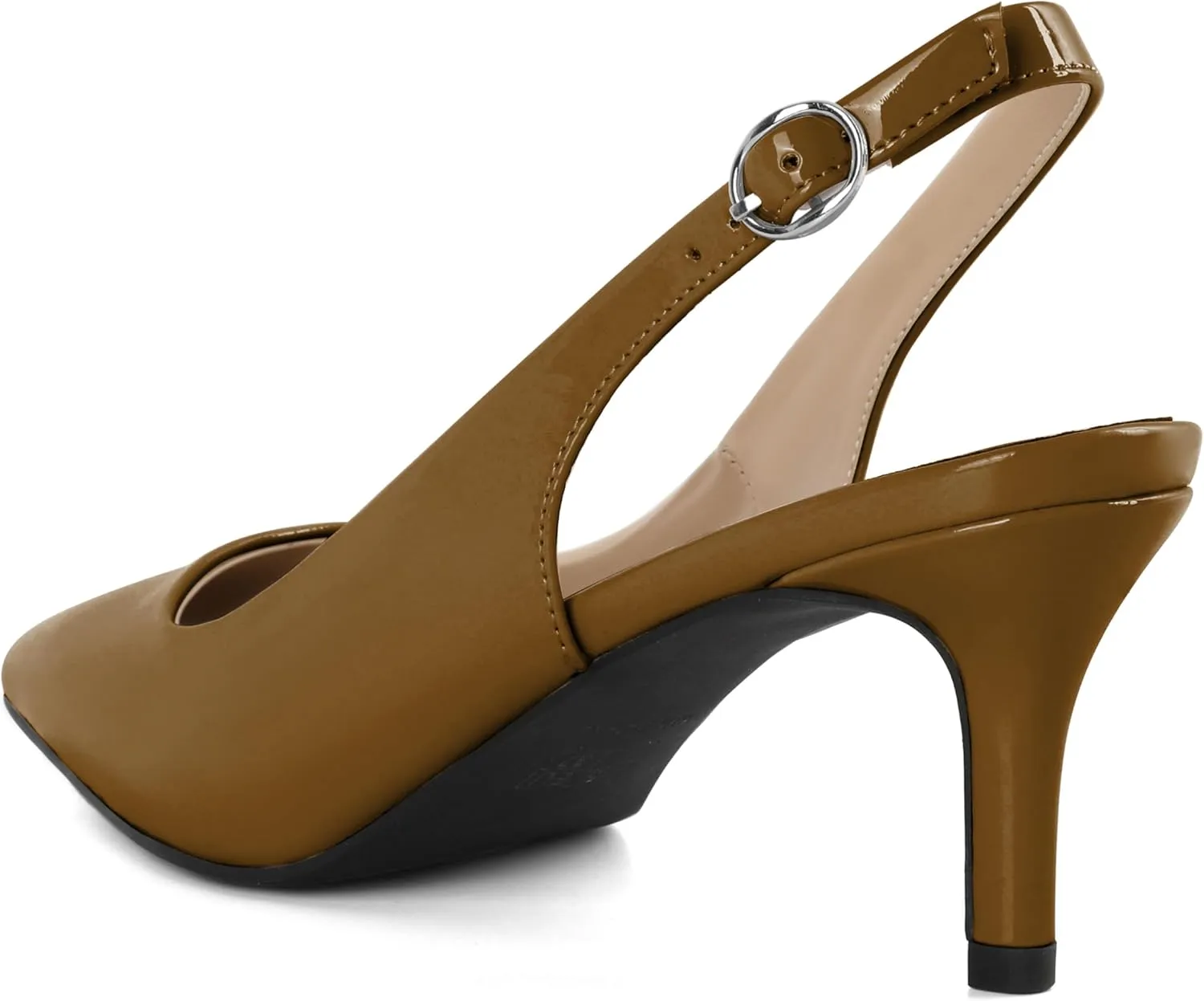 AUMOTED Women's Mid Heel Pumps Slingback Heels Stylish Low Heel Pumps Elegant Pointed Toe Heels for Wedding 2.5 Inch Dressy Pumps