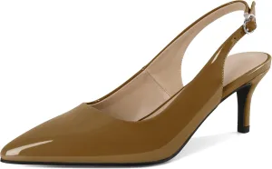 AUMOTED Women's Mid Heel Pumps Slingback Heels Stylish Low Heel Pumps Elegant Pointed Toe Heels for Wedding 2.5 Inch Dressy Pumps