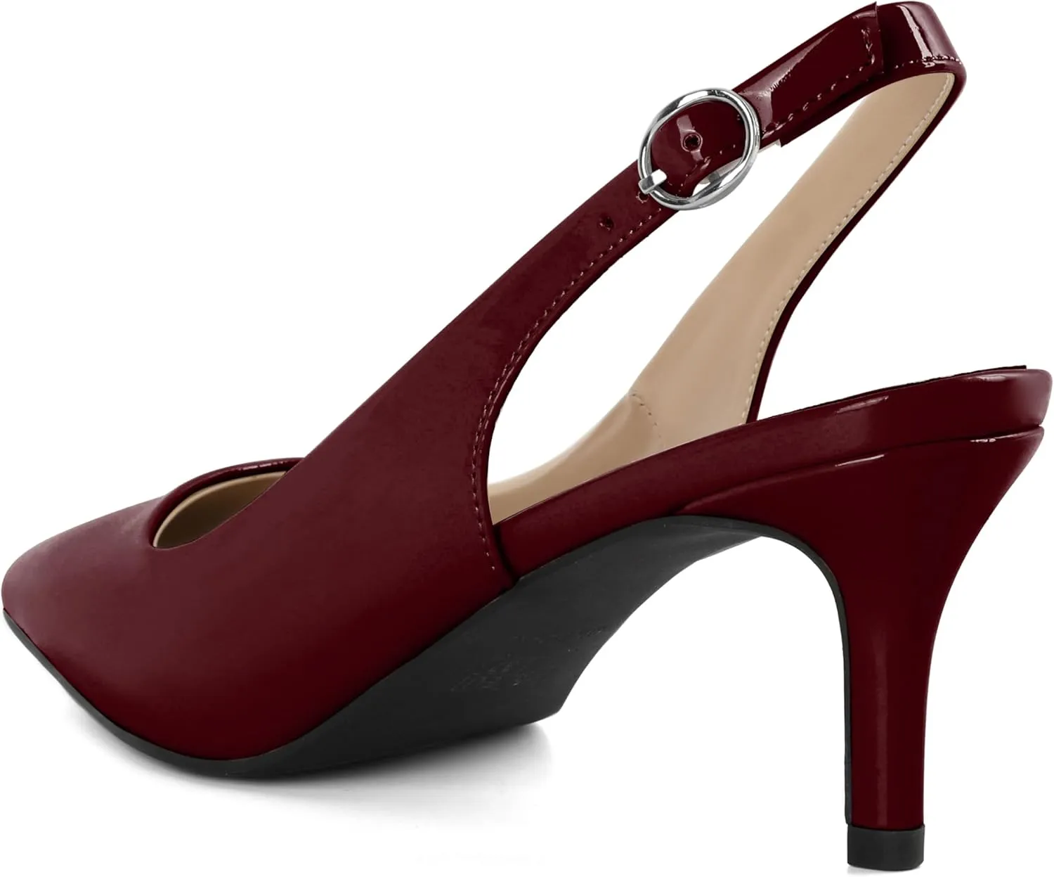 AUMOTED Women's Mid Heel Pumps Slingback Heels Stylish Low Heel Pumps Elegant Pointed Toe Heels for Wedding 2.5 Inch Dressy Pumps