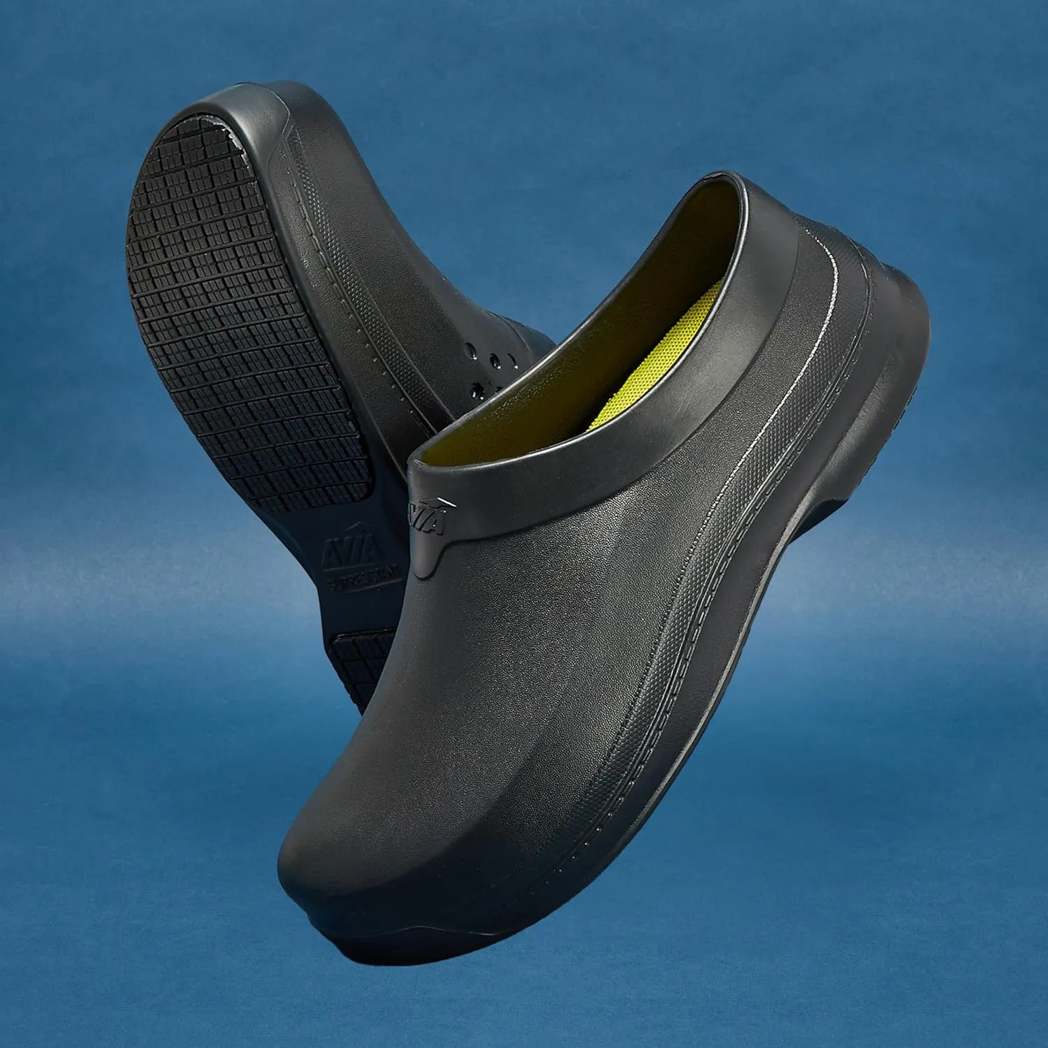 Avia Flame Slip Resistant Clogs for Women, Slip On Work Shoes for Food Service, Garden, or Nursing