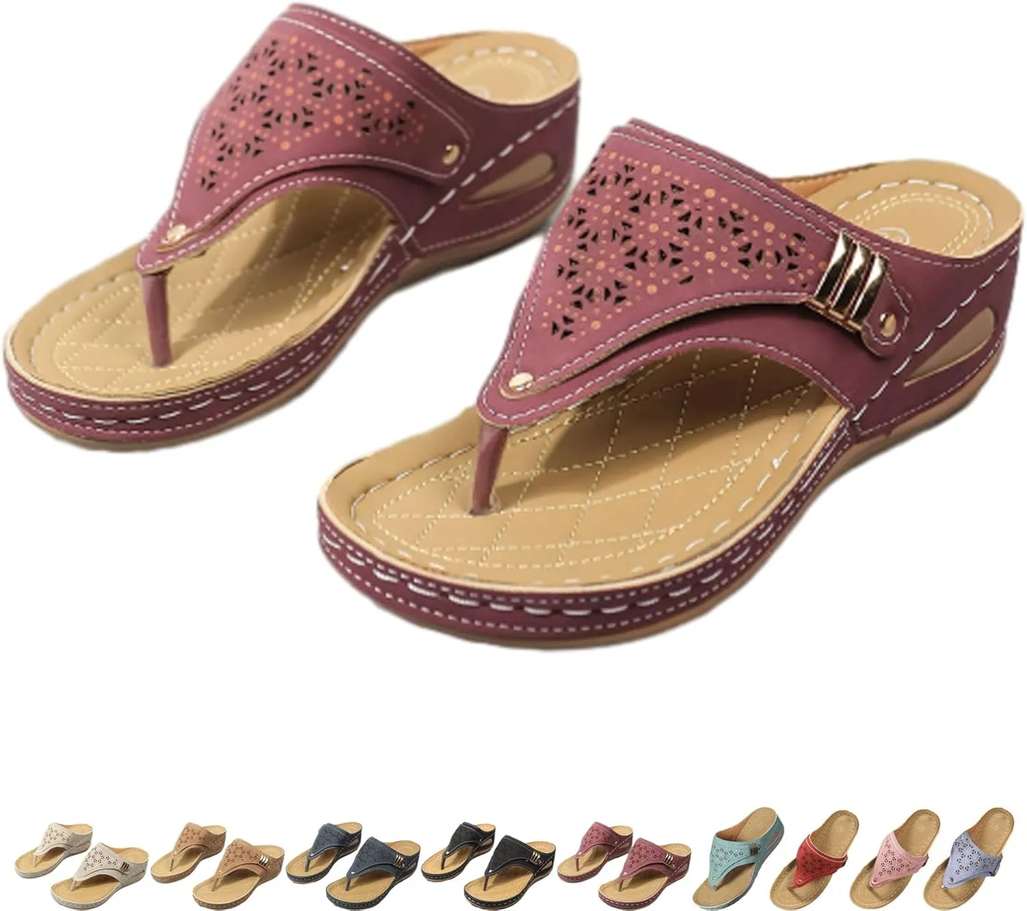 Avylays Orthopedic Sandals, Breathable Mesh Sports Sandals With Non-Slip Sole, Wedge Heel Thick-Soled Slippers Womens
