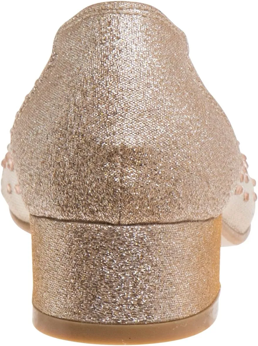 Badgley Mischka Girl's Rosa Rhinestone Studded Mesh Heel Dress Closed Toe Pumps (Little Big Kid)