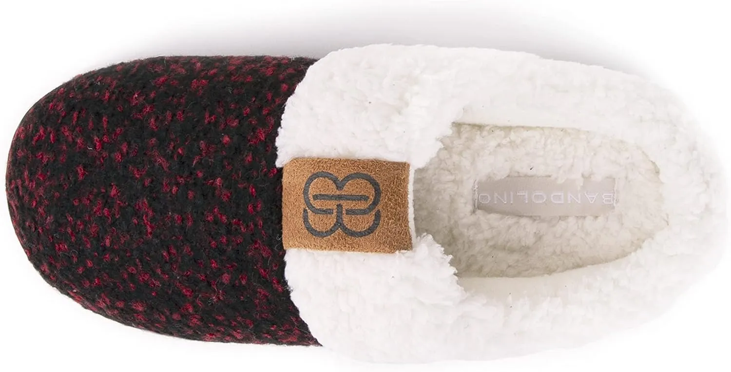 Bandolino Womens Sherpa Cuff Clog Slippers, Warm Fuzzy Indoor Outdoor House Shoes, Cozy Rubber Sole Bedroom Slip Ons