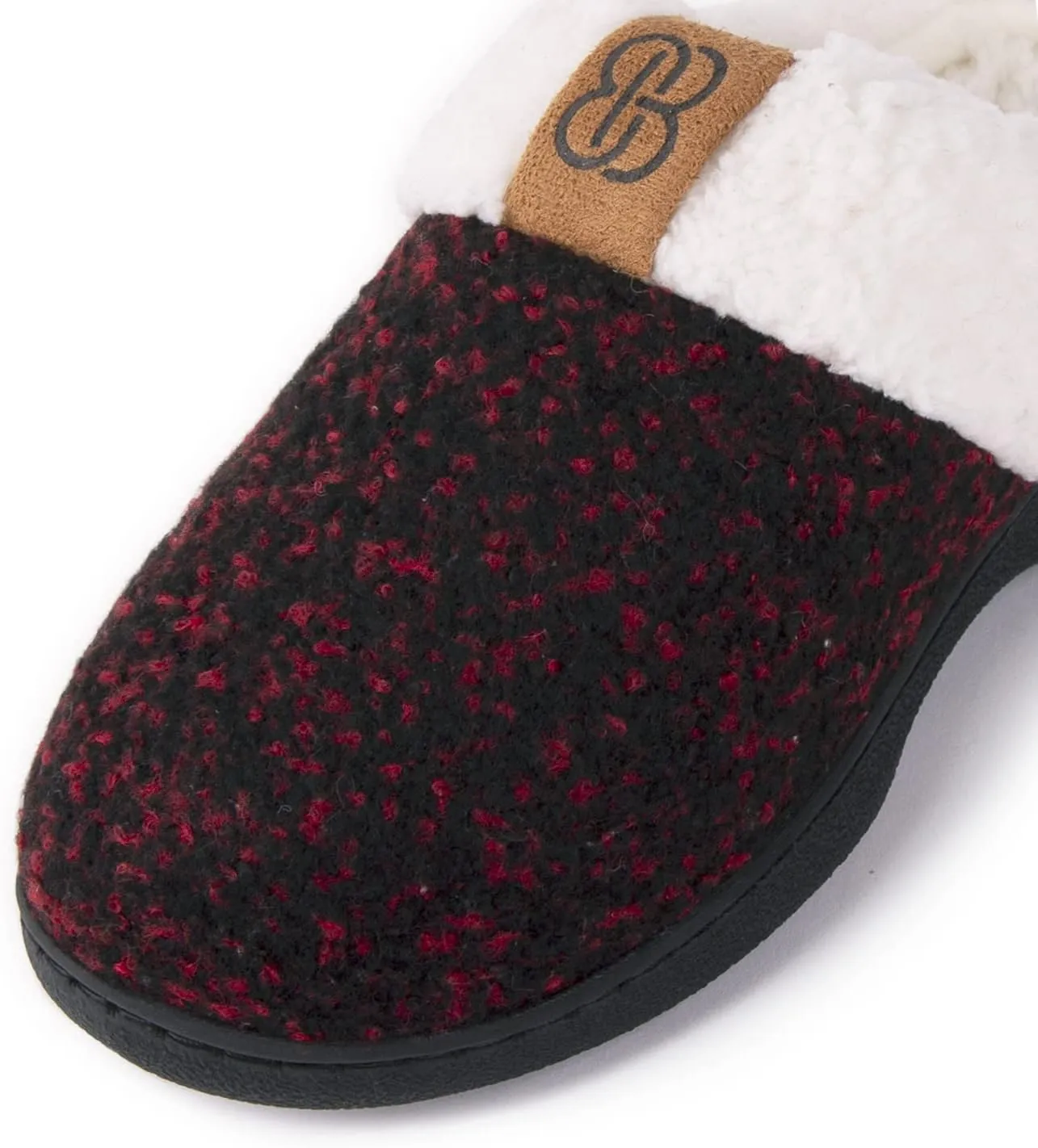 Bandolino Womens Sherpa Cuff Clog Slippers, Warm Fuzzy Indoor Outdoor House Shoes, Cozy Rubber Sole Bedroom Slip Ons