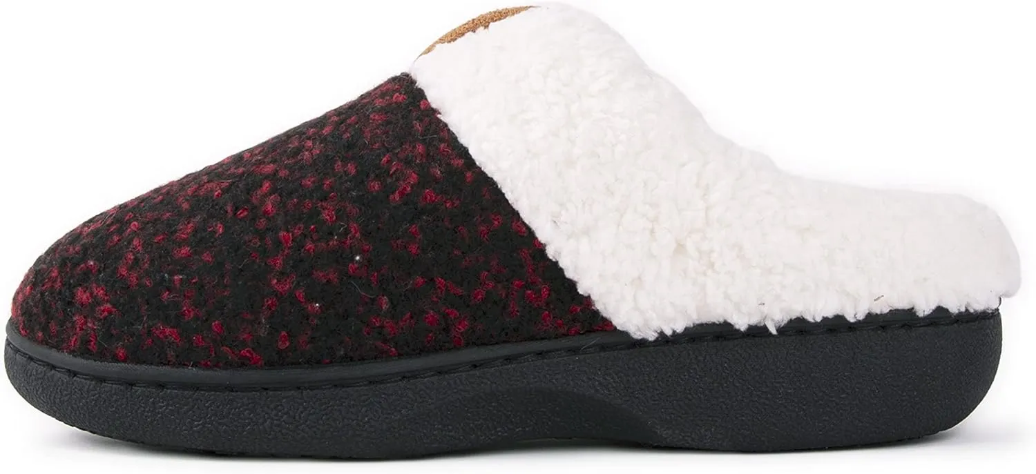 Bandolino Womens Sherpa Cuff Clog Slippers, Warm Fuzzy Indoor Outdoor House Shoes, Cozy Rubber Sole Bedroom Slip Ons