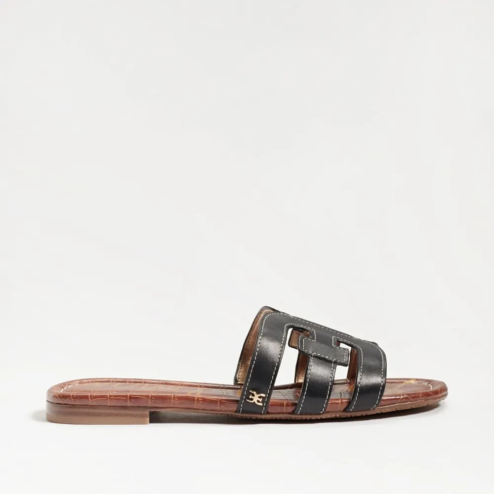 Bay Black Leather Slide Sandal