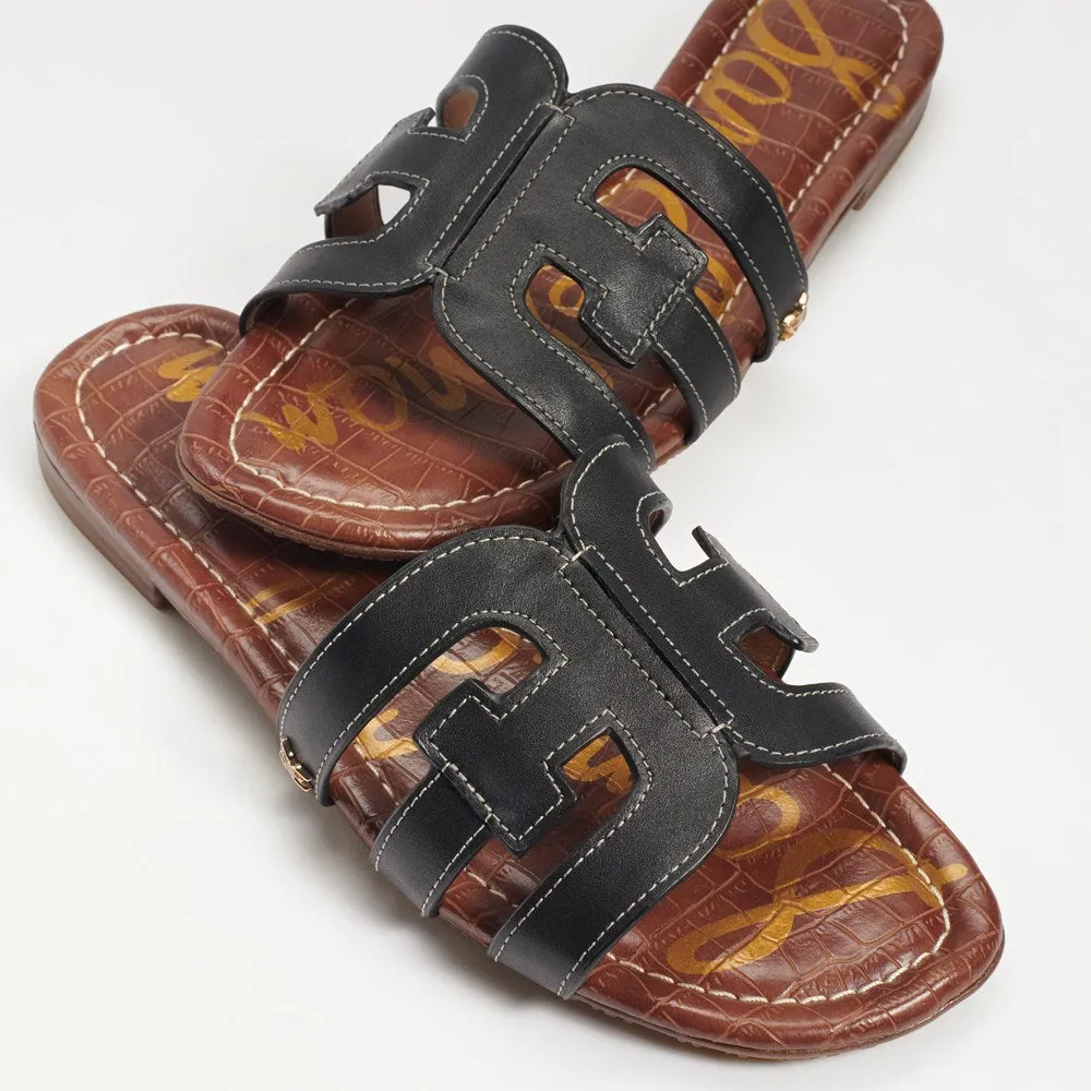 Bay Black Leather Slide Sandal