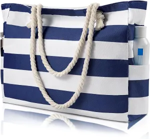 Beach Bags For Women - Large Beach Bags with Zipper Waterproof Sandproof Swim Pool Beach Bag