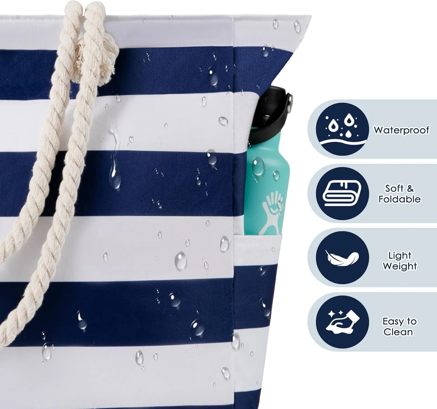 Beach Bags For Women - Large Beach Bags with Zipper Waterproof Sandproof Swim Pool Beach Bag