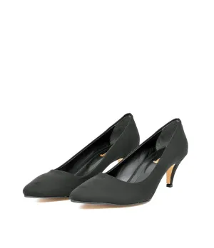 Belle & Lucy Stylish Black Suede Midi Heels