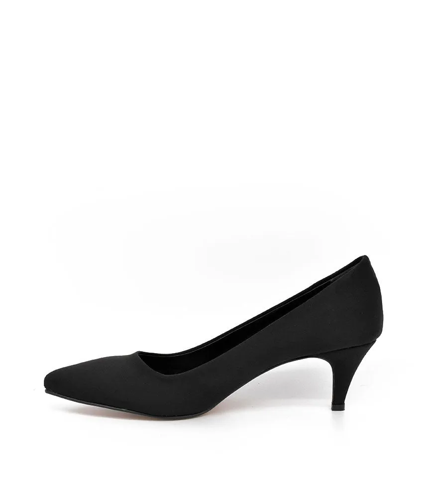Belle & Lucy Stylish Black Suede Midi Heels