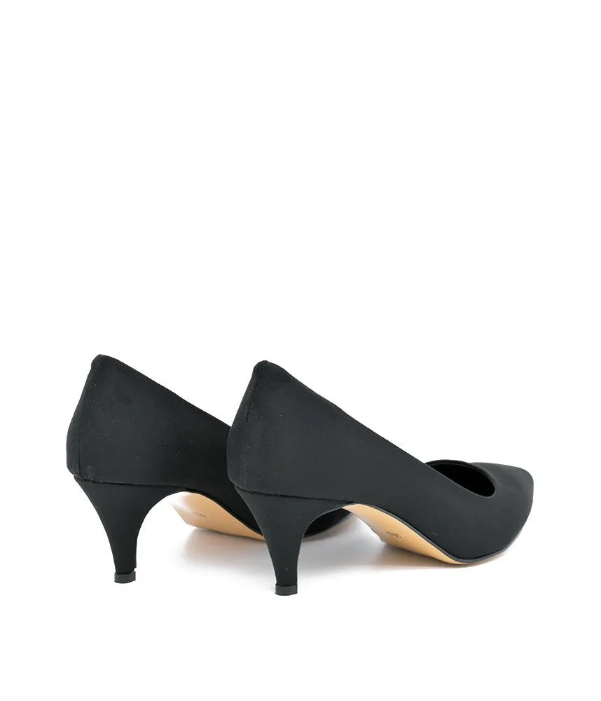 Belle & Lucy Stylish Black Suede Midi Heels