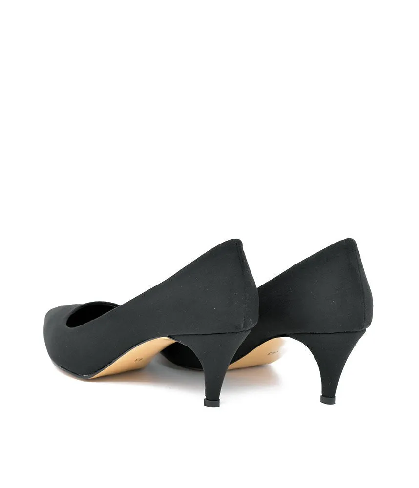 Belle & Lucy Stylish Black Suede Midi Heels