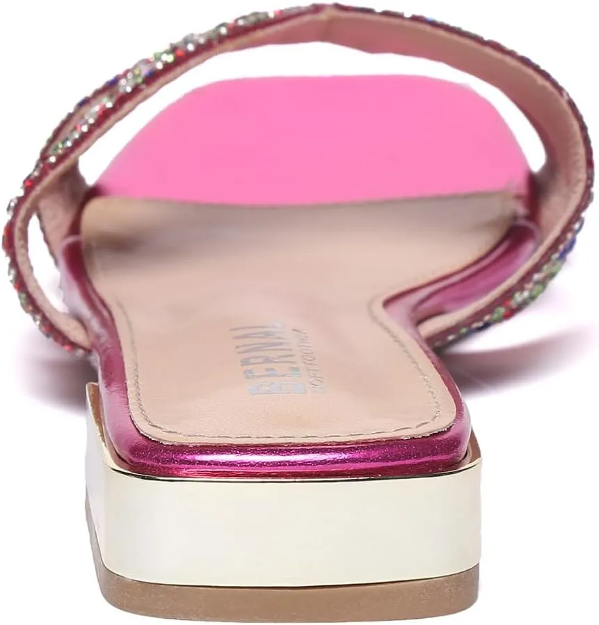 Bernal Women Sparkle Rhinestone Slide Sandals Fashion Outdoor Slip On H-Band Flat Slippers Summer Beach Sandals