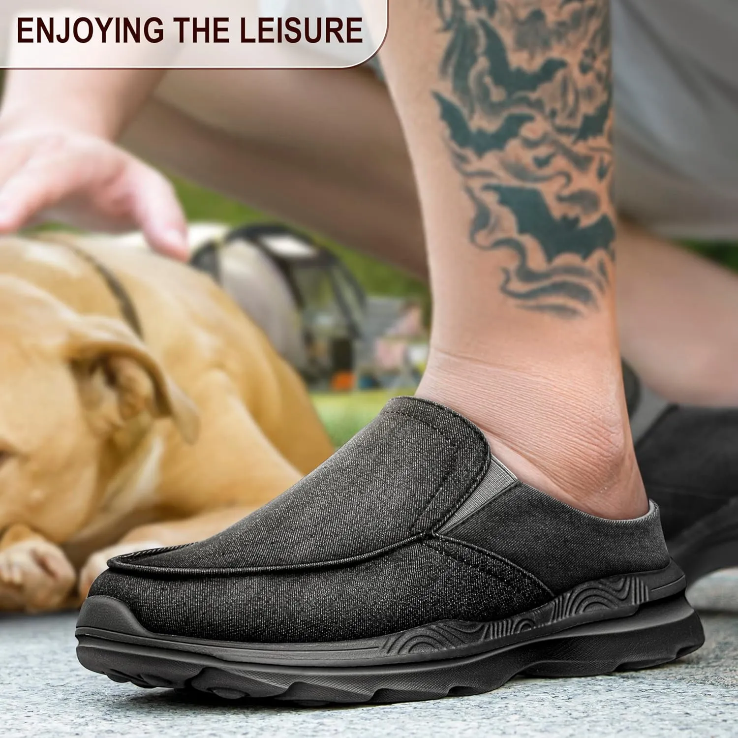 Bigant Men Slip-on Mules, Unisex Slippers Clogs Garden Shoes with Breathable Upper Supportive Sole