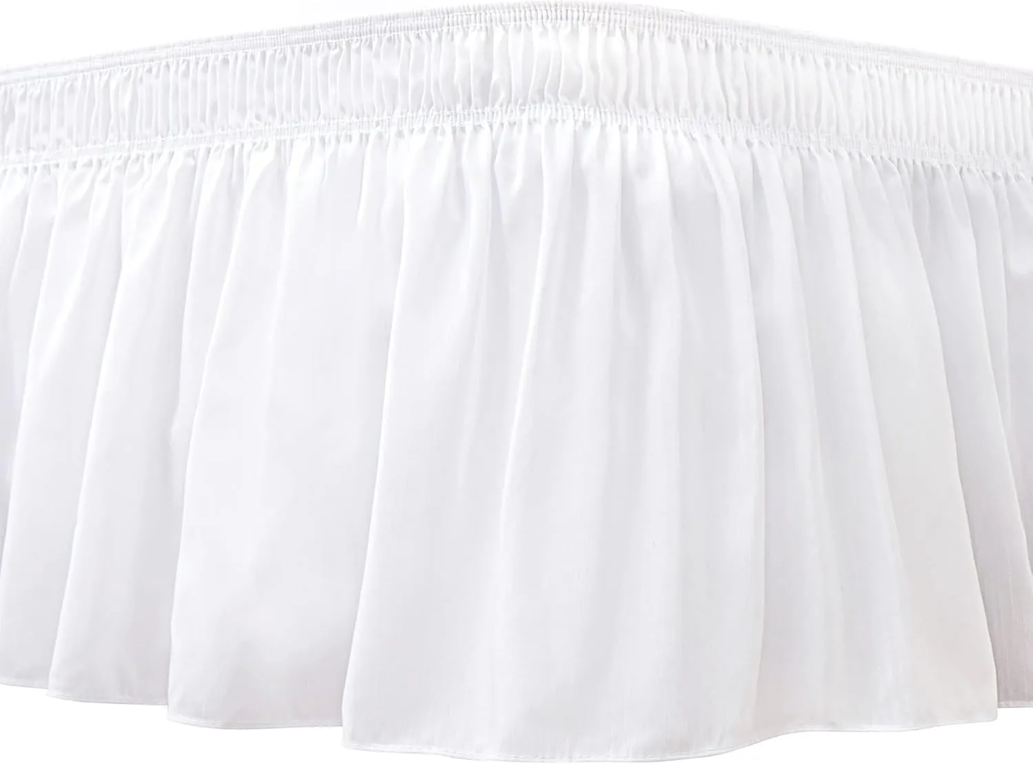 Biscaynebay Wrap Around Bed Skirts for Queen Size Beds with Extra Long Drop of 21", White Adjustable Elastic Dust Ruffles Easy Fit Wrinkle Resistant Silky Luxurious Fabric Machine Washable