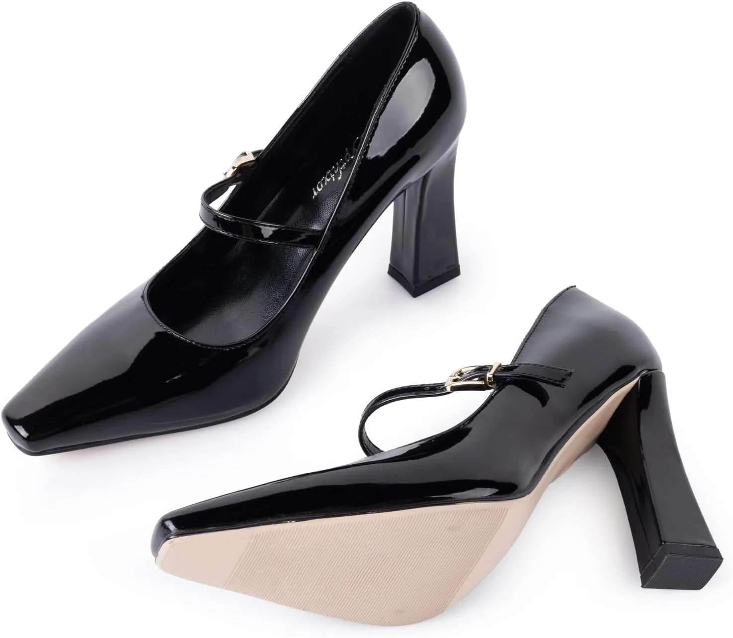 Black Mary Jane Heels for Women Stylish Square Toe Dress Shoes with Strap High Block Heel Comfortable Women's Pumps for Business Wedding Graduation