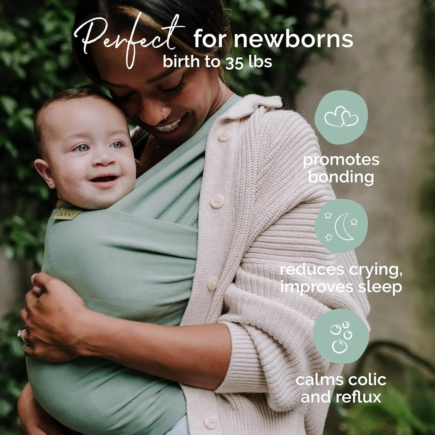 Boba Baby Wrap Carrier - Original Baby Carrier Wrap, Baby Sling for Newborns - Baby Wearing Essentials - Newborn Wrap Swaddle Holder, Newborn to Toddler Infant Baby Sling, 7-35 lbs (Sage Green)