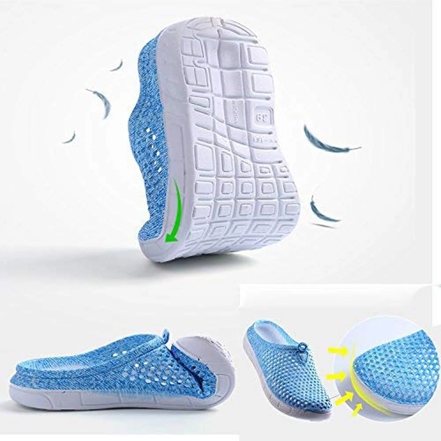 BODON Womens Summer Breathable Mesh Slippers Lightweight Mesh Clog Quick Drying Garden Shoes Footwear Anti-Slip Shoes