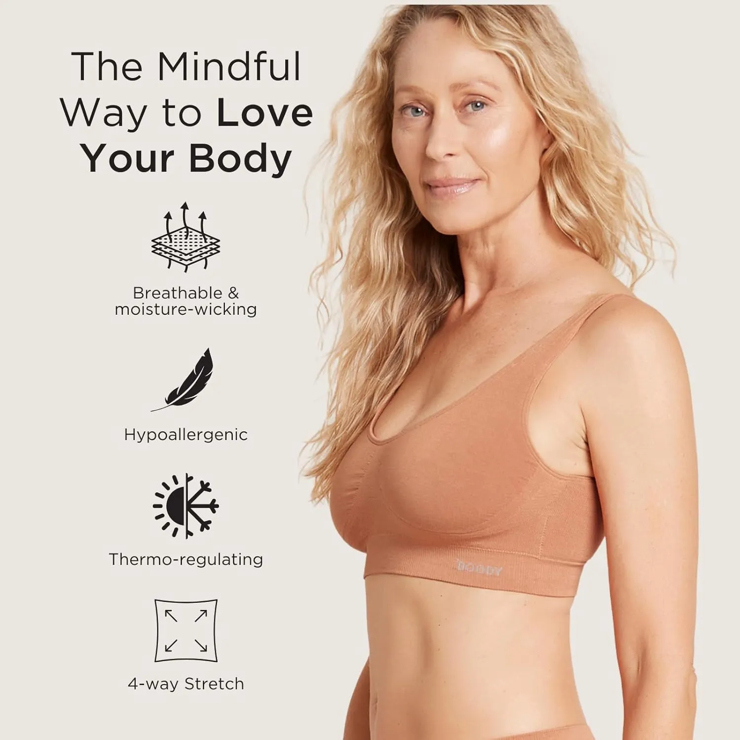 Boody Padded Shaper Bra – Seamless Pullover Bralette with Removable Pads, Supportive Fit in Bamboo Viscose