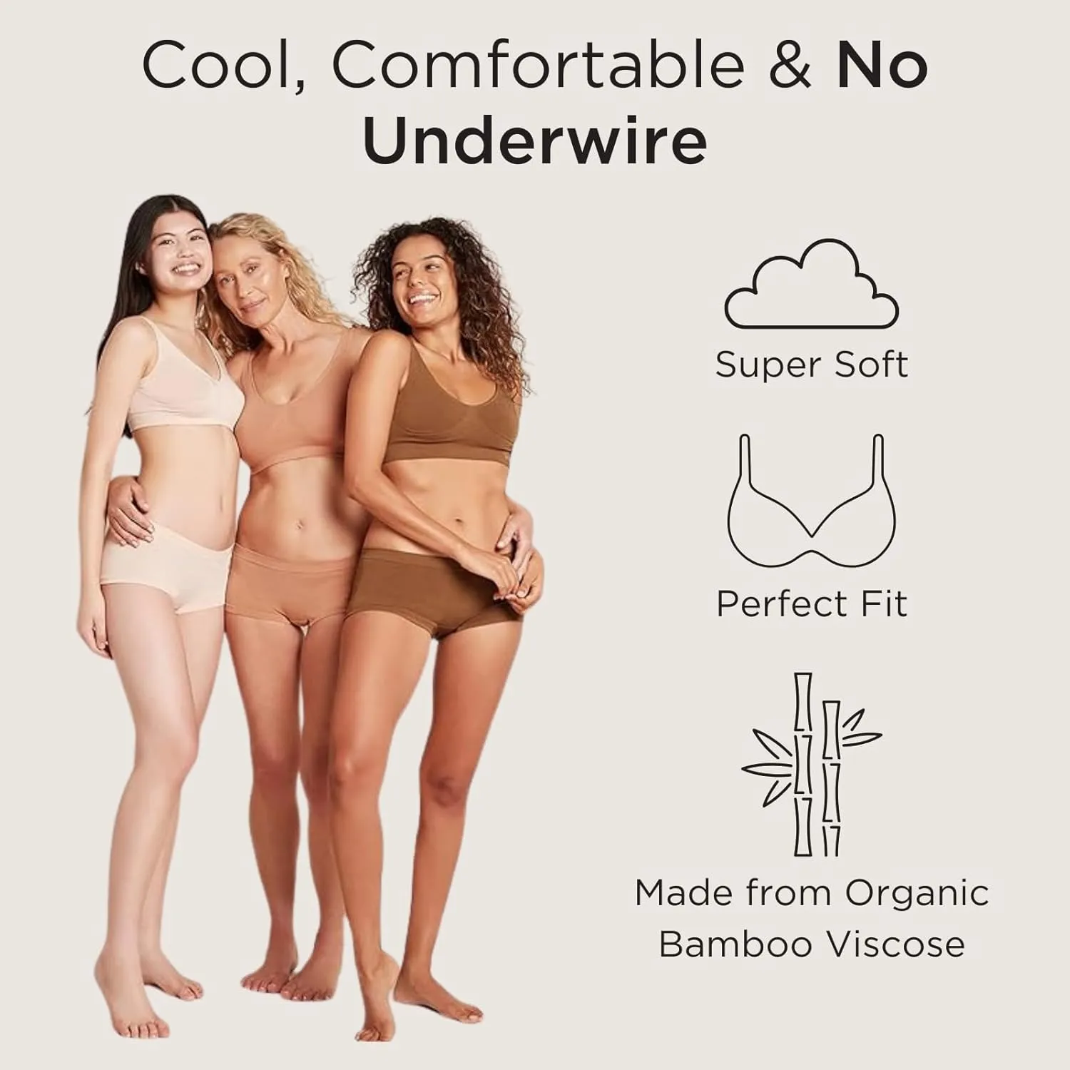 Boody Padded Shaper Bra – Seamless Pullover Bralette with Removable Pads, Supportive Fit in Bamboo Viscose
