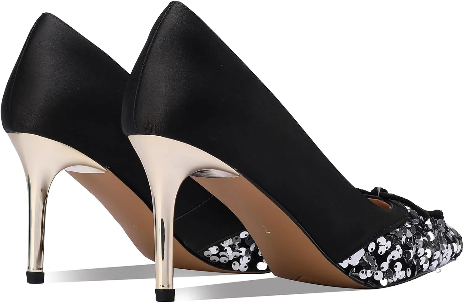 Bow High Heels for Women Stiletto Stylish Glitter Rhinestone Crystal Sexy Pointed Toe Shoes Dressy Comfortable Sexy Elegantes Slip On Sparkly Ladies Formal 3 Inch Pumps