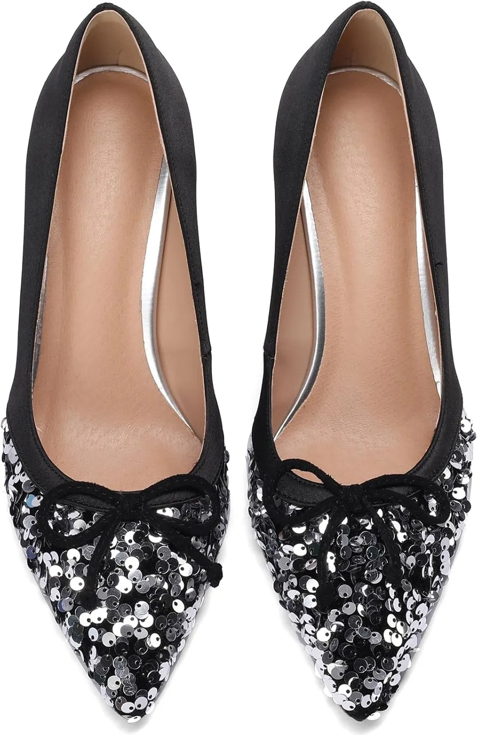 Bow High Heels for Women Stiletto Stylish Glitter Rhinestone Crystal Sexy Pointed Toe Shoes Dressy Comfortable Sexy Elegantes Slip On Sparkly Ladies Formal 3 Inch Pumps