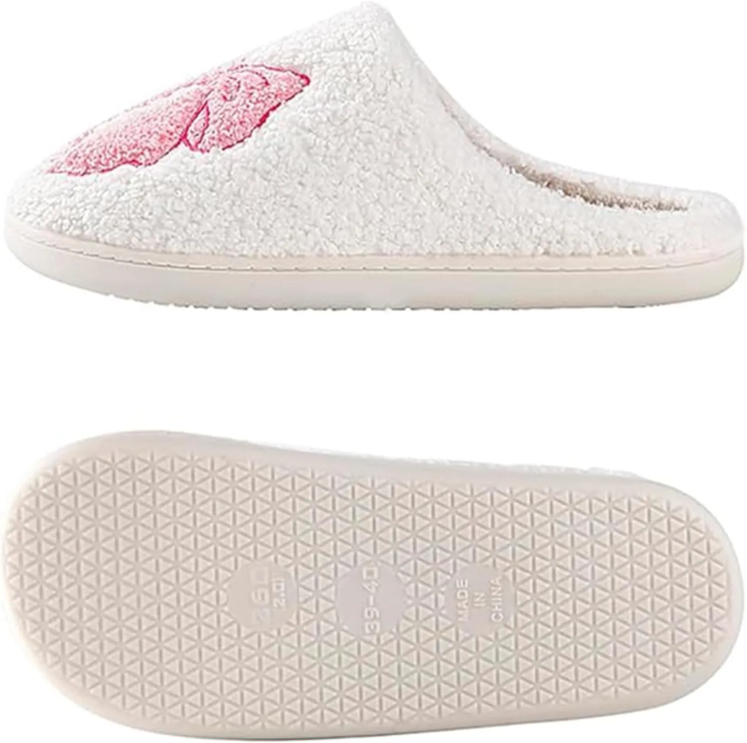 Bow Slippers, Womens Plush Fluffy Winter Warm Fur Lined slippers, Slip On House Slippers