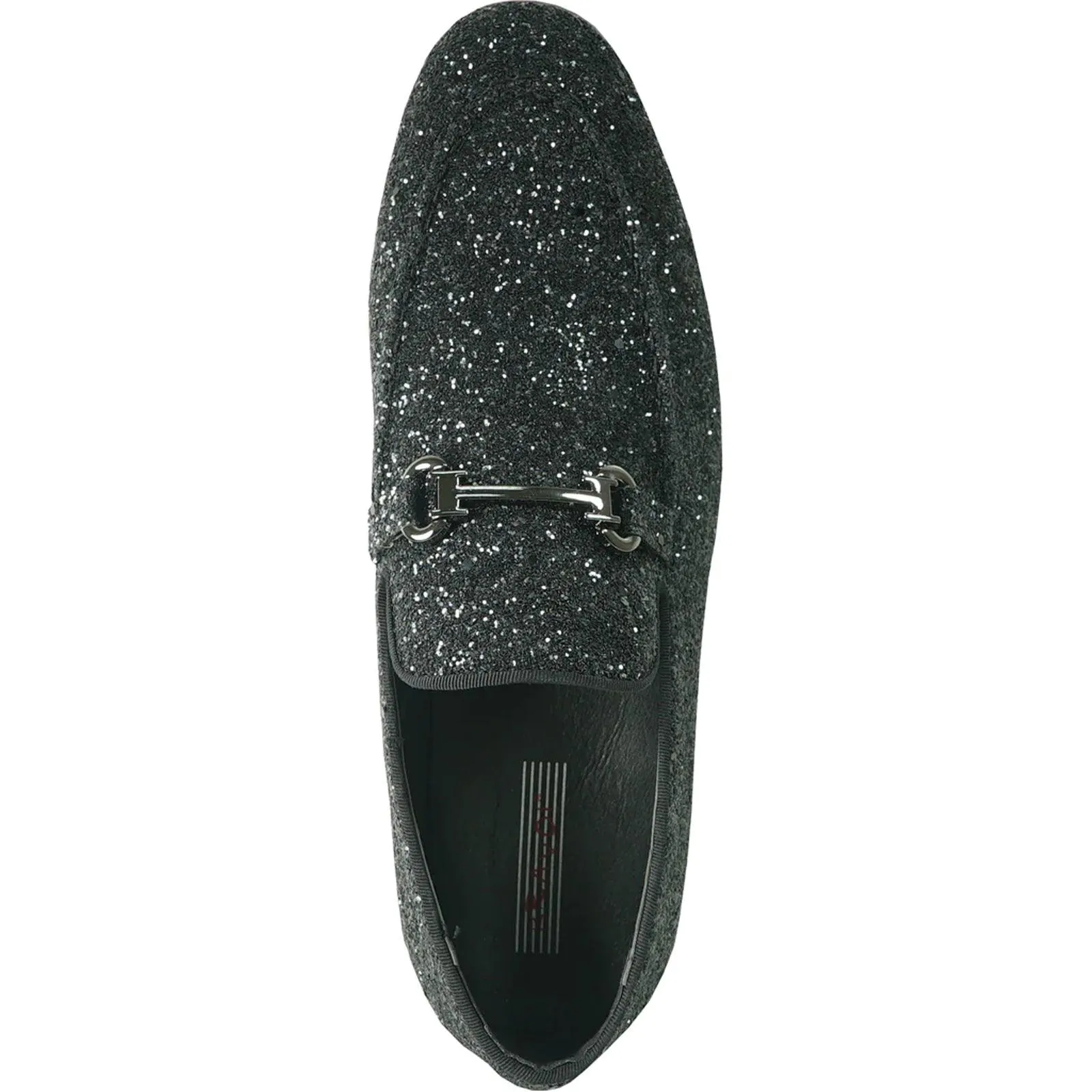 Bravo Mens' Modern Glitter-Sequin Prom Tux Loafer w/Buckle, Black