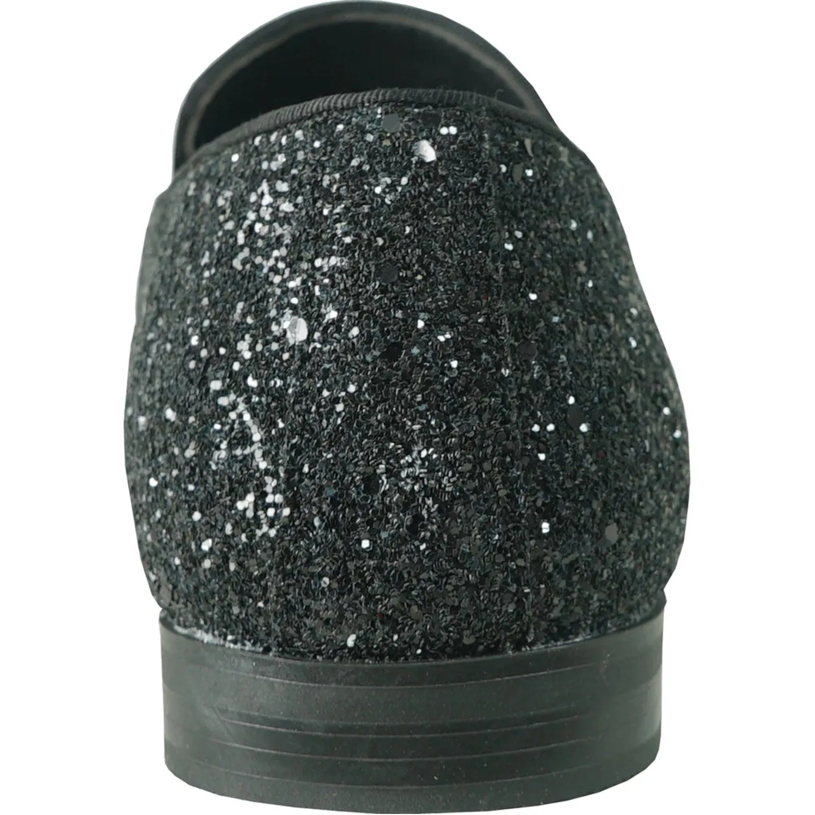 Bravo Mens' Modern Glitter-Sequin Prom Tux Loafer w/Buckle, Black