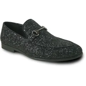 Bravo Mens' Modern Glitter-Sequin Prom Tux Loafer w/Buckle, Black