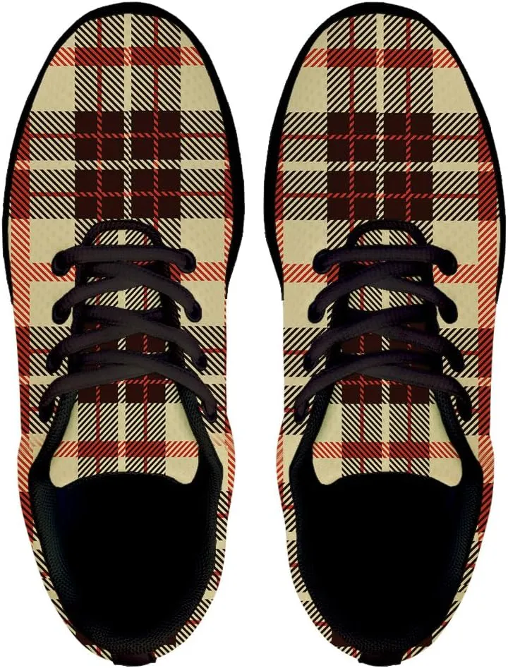 Buffalo Plaid Beige Black Red Shoes for Women Men Trail Running Casual Fashion Sneakers Slip-on Tennis Shoes
