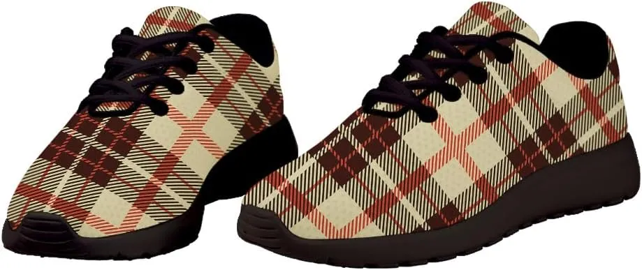 Buffalo Plaid Beige Black Red Shoes for Women Men Trail Running Casual Fashion Sneakers Slip-on Tennis Shoes