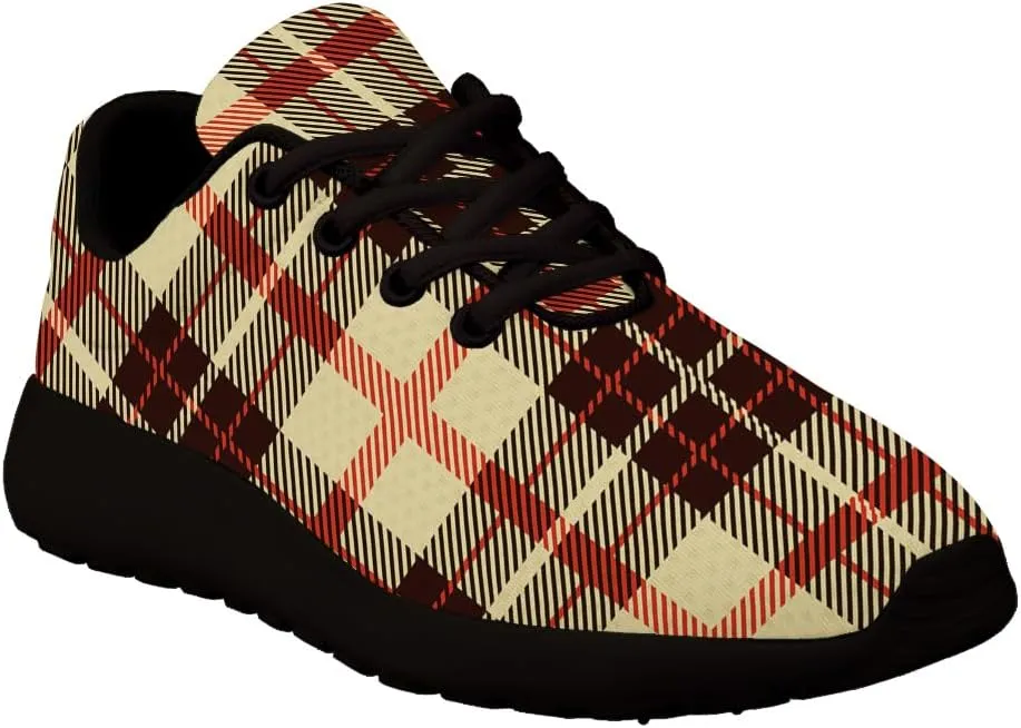 Buffalo Plaid Beige Black Red Shoes for Women Men Trail Running Casual Fashion Sneakers Slip-on Tennis Shoes