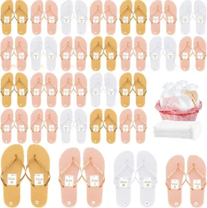Bulk Flip Flops for Wedding,24 Pairs Flip Flop Sandals,Hotel Guest Spa Slippers with Size Cards for Pool Beach Party