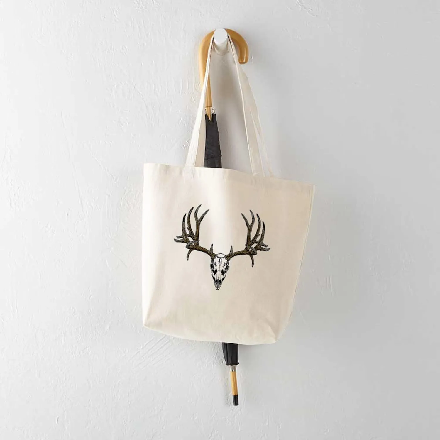 CafePress European Mount Mule Deer Tote Bag Reusable Natural Beige Canvas Shopping Bag
