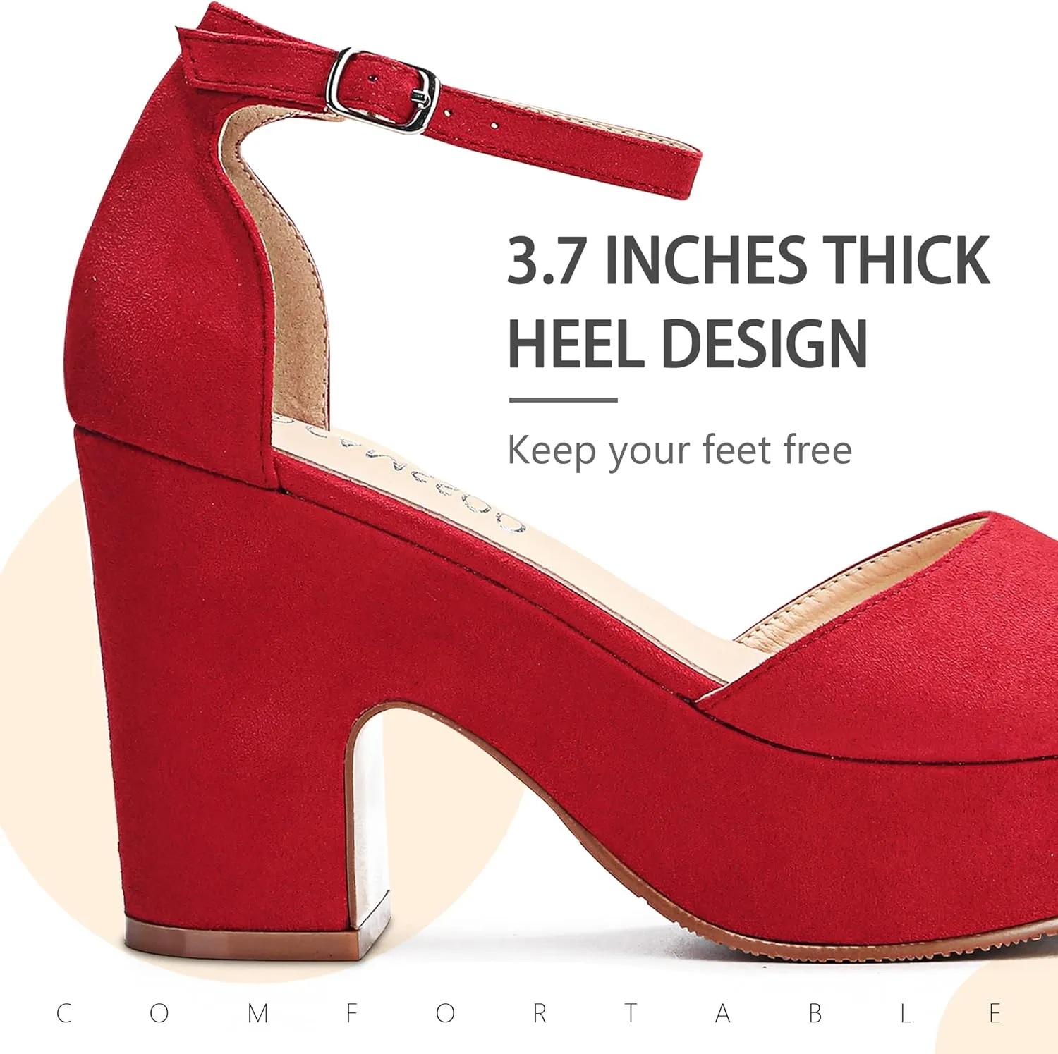 CAMSSOO Women's Platforms Wedges Sandals Suede Open toe Ankle Strap Fashion Wedding Sexy Dress Block Chunky High Heels Pumps Shoes