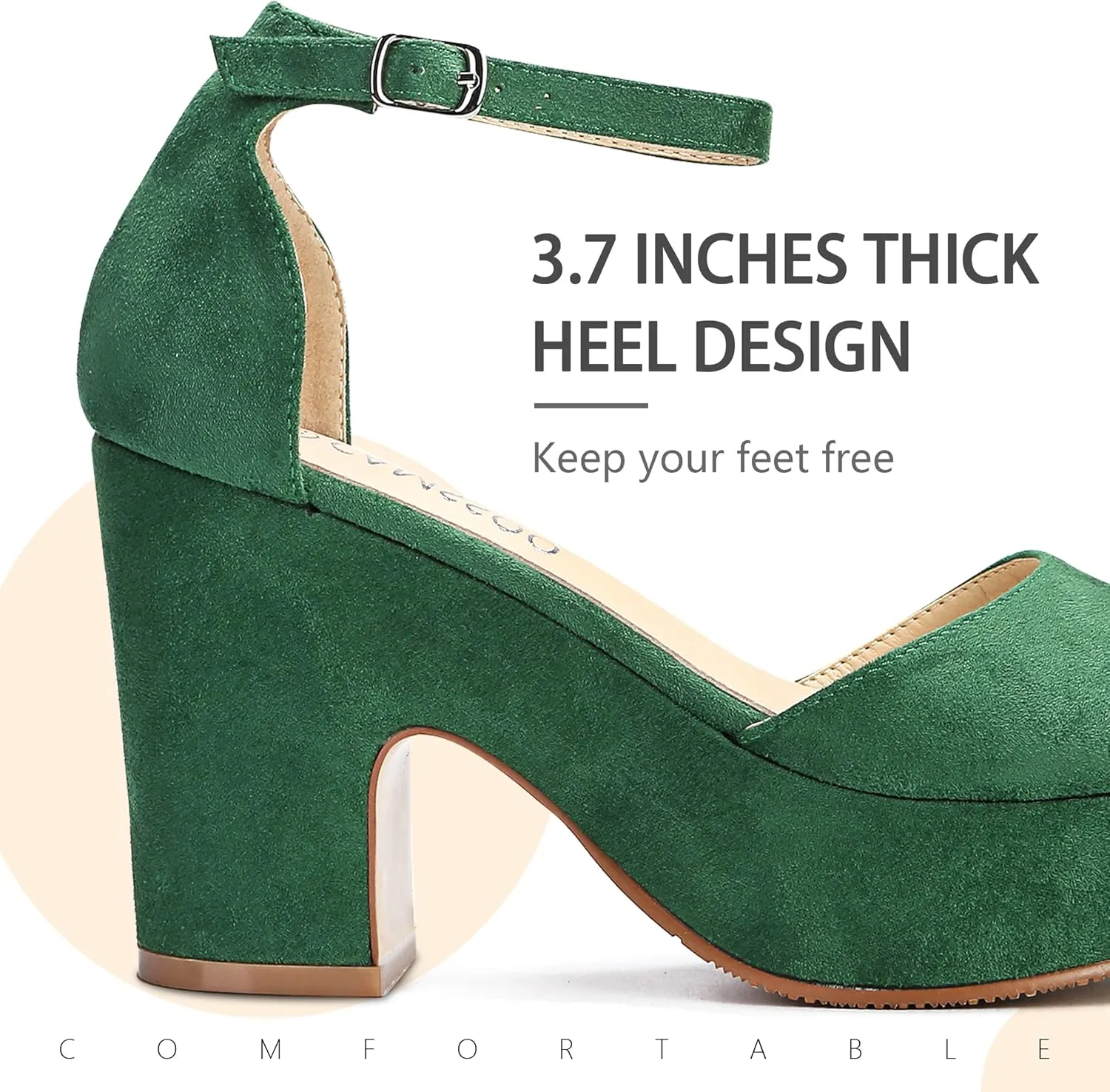 CAMSSOO Women's Platforms Wedges Sandals Suede Open toe Ankle Strap Fashion Wedding Sexy Dress Block Chunky High Heels Pumps Shoes