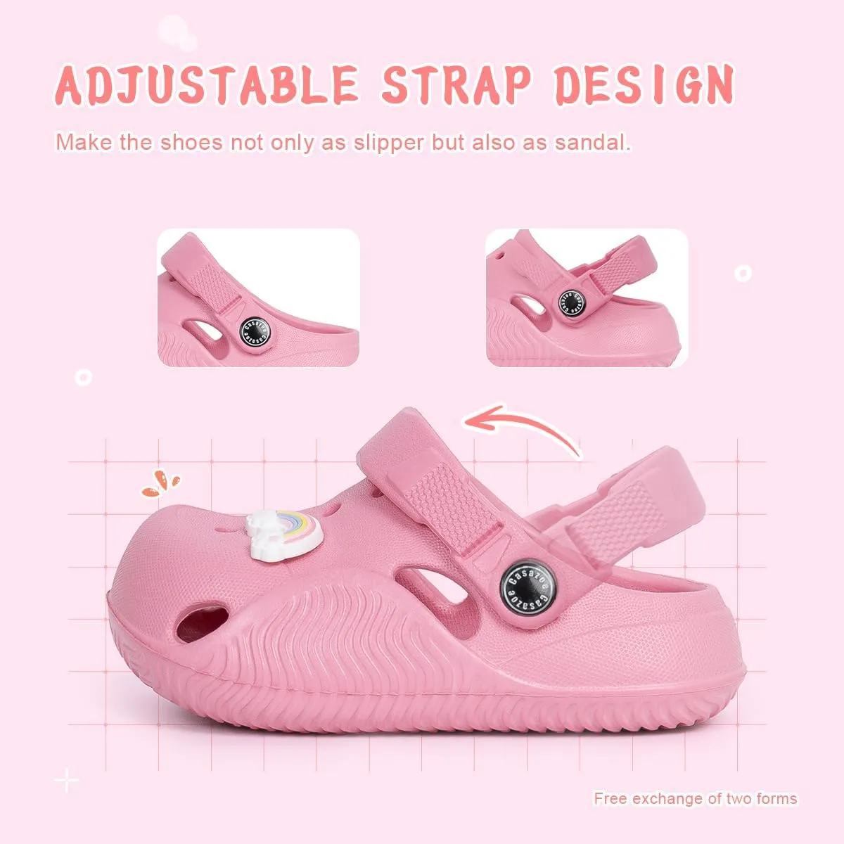 Casazoe Toddler Boys Girls Cute Garden Clogs Kids Slip On Water Shoes EVA Lightweight Summer Slipper Slides Baby Comfort Sandals Children Outdoor Shower Beach Pool Play Shoes