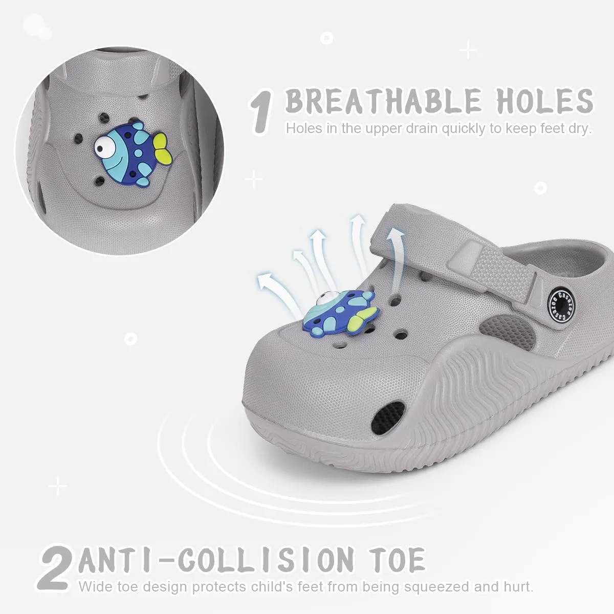 Casazoe Toddler Boys Girls Cute Garden Clogs Kids Slip On Water Shoes EVA Lightweight Summer Slipper Slides Baby Comfort Sandals Children Outdoor Shower Beach Pool Play Shoes