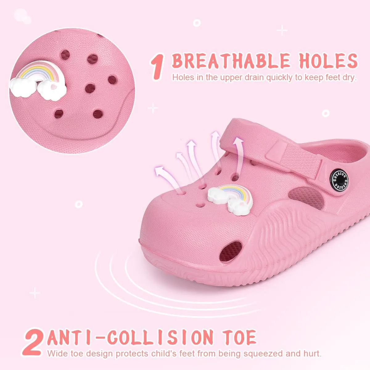 Casazoe Toddler Boys Girls Cute Garden Clogs Kids Slip On Water Shoes EVA Lightweight Summer Slipper Slides Baby Comfort Sandals Children Outdoor Shower Beach Pool Play Shoes