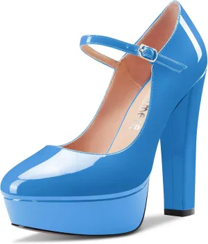 Castamere Women Chunky Block High Platform Heel Round Toe Ankle Strap Mary Jane Buckle Wedding Dress Shoes
