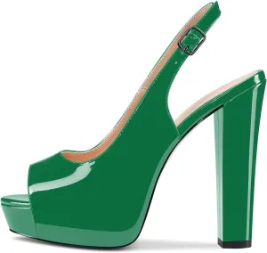 Castamere Women Chunky Block High Platform Heels Peep Open Toe Sandals Slingback Wedding Slip-on Pumps Clear Cute Dress Shoes