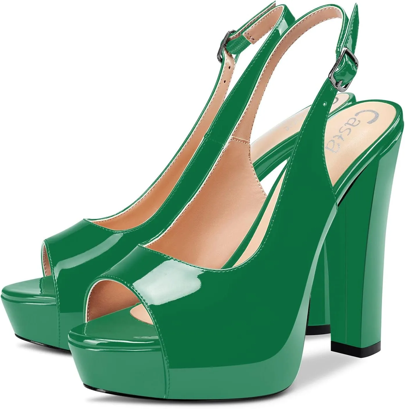 Castamere Women Chunky Block High Platform Heels Peep Open Toe Sandals Slingback Wedding Slip-on Pumps Clear Cute Dress Shoes