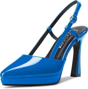 Castamere Women High Stiletto Platform Heel Pointed Toe Slingback Slip-on Pumps Wedding Dress 3.9 Inches Heels