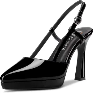 Castamere Women High Stiletto Platform Heel Pointed Toe Slingback Slip-on Pumps Wedding Dress 3.9 Inches Heels