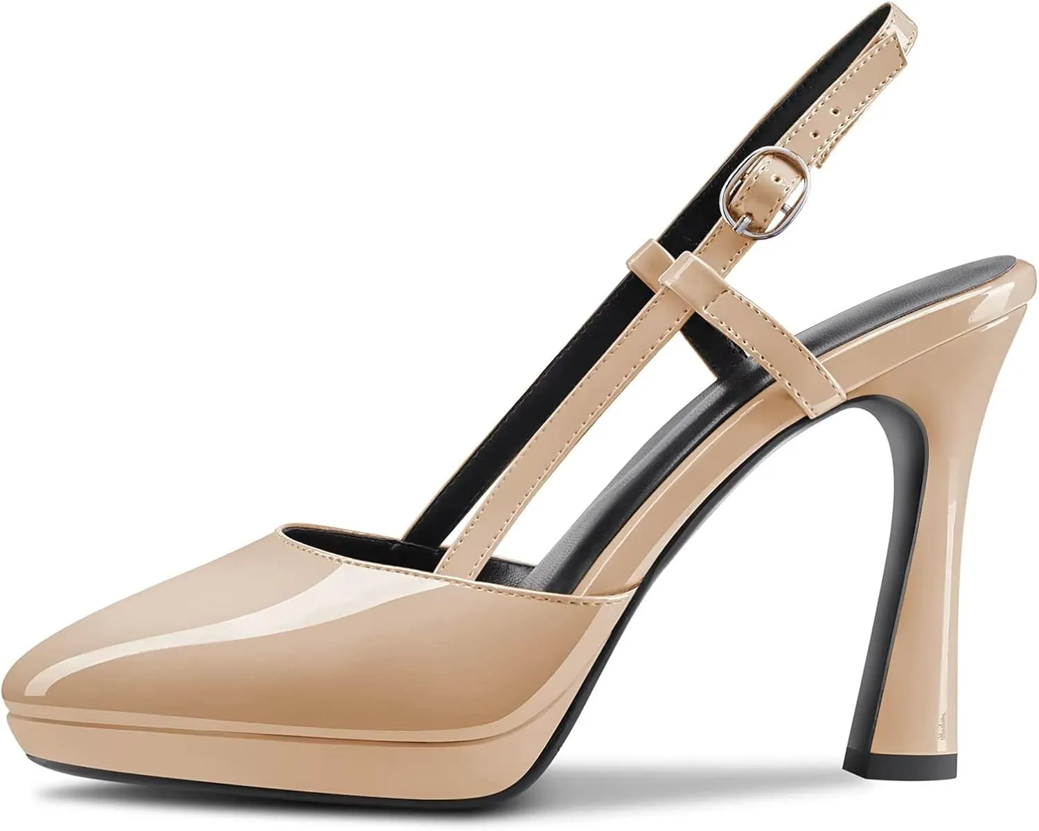 Castamere Women High Stiletto Platform Heel Pointed Toe Slingback Slip-on Pumps Wedding Dress 3.9 Inches Heels