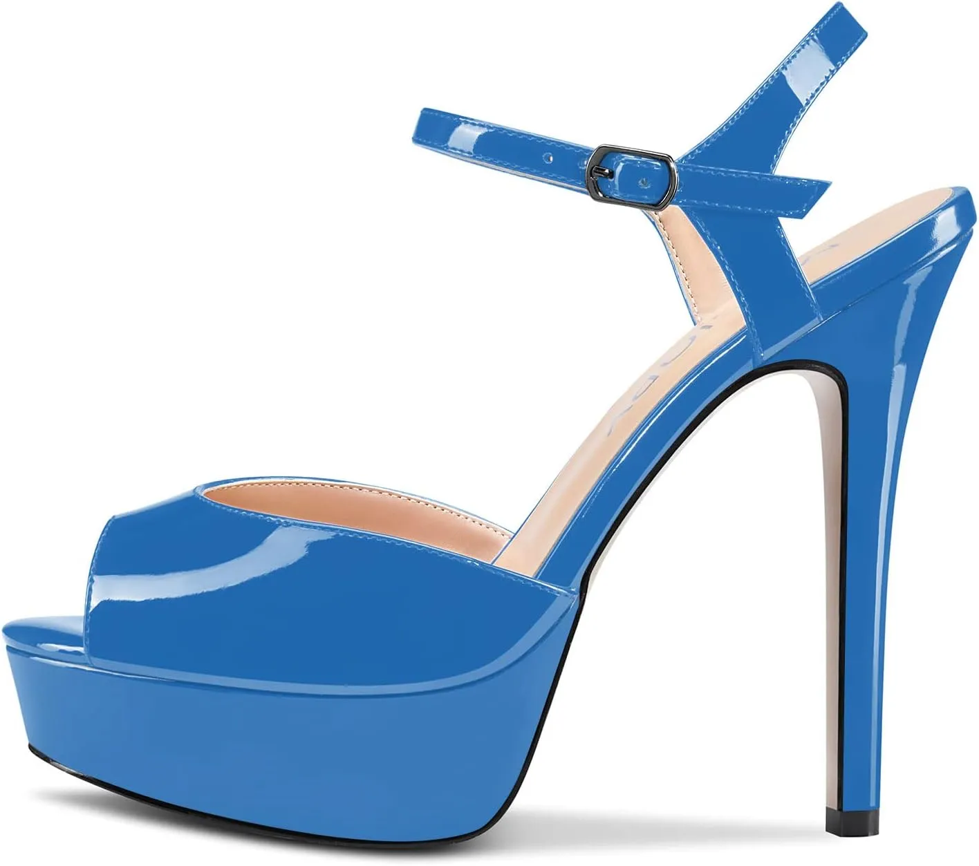 Castamere Women Stiletto High Platform Heel Peep Open Toe Sandals Ankle Strap Slingback Buckle Pumps Wedding Party Dress Shoes 5 Inches Heels