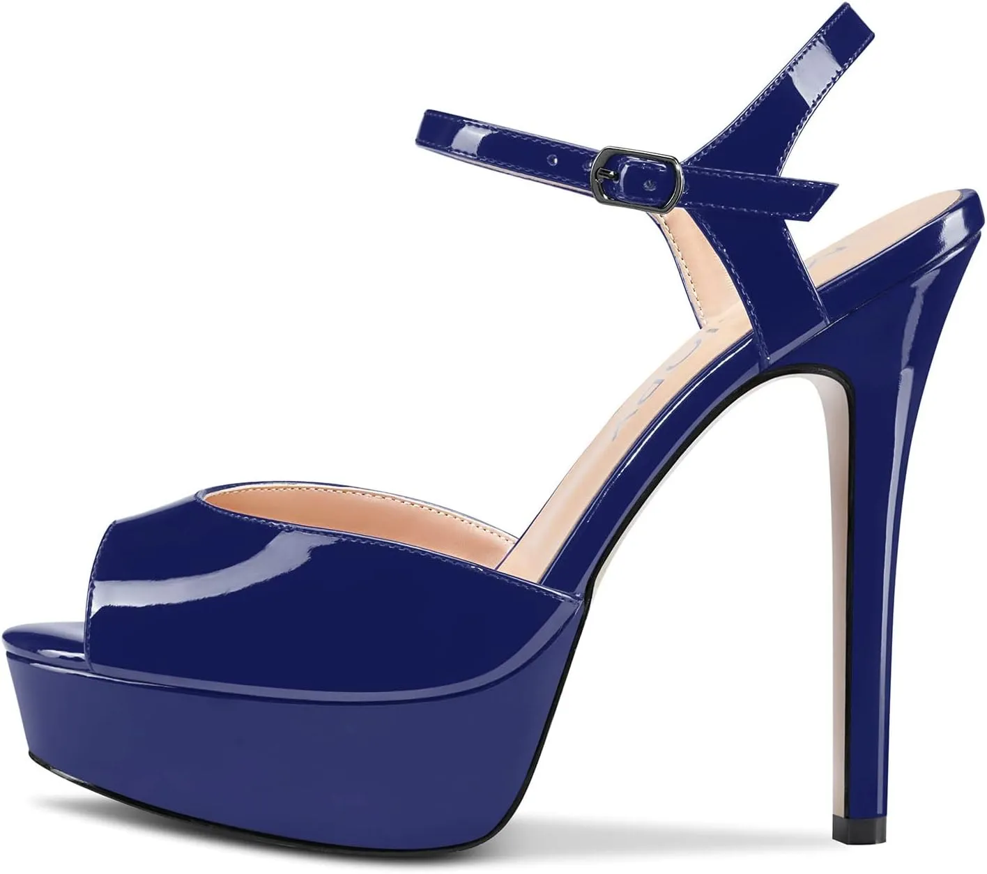 Castamere Women Stiletto High Platform Heel Peep Open Toe Sandals Ankle Strap Slingback Buckle Pumps Wedding Party Dress Shoes 5 Inches Heels